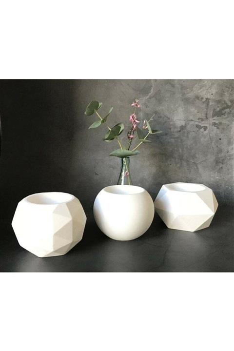 decolight 3'lü Geometrik Sukulent Ve Kaktüs Beton Seti 663490198821