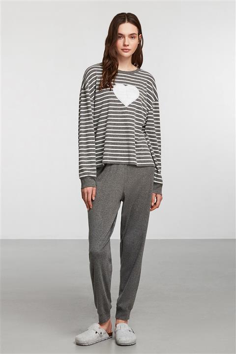 Catherine's Antrasit Örme Pijama Takım