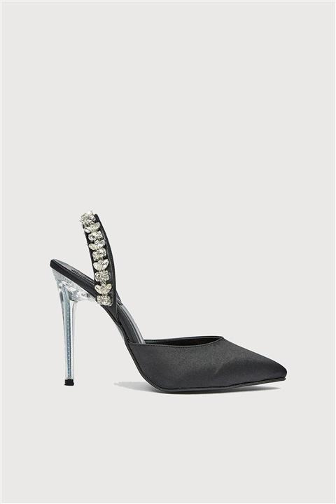 Cömert Ayakkabı Adıjan Kadın Topuklu Ayakkabı Siyah Saten