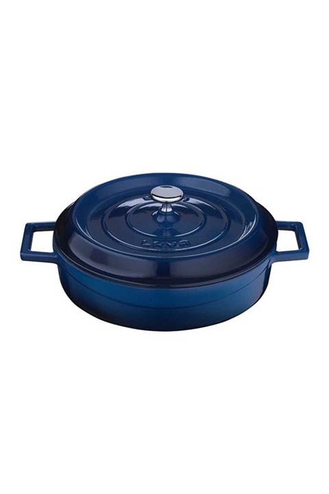 Lava Trendy Çok Amaçlı Döküm Demir Sığ Tencere Çap 24 cm-Mavi