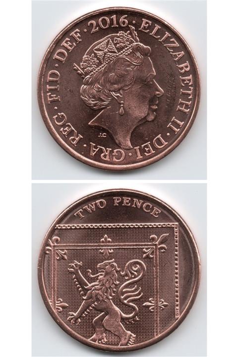 Benim Koleksiyonum Ingiltere, 2 Pence 2016, Çil Eski Madeni Para