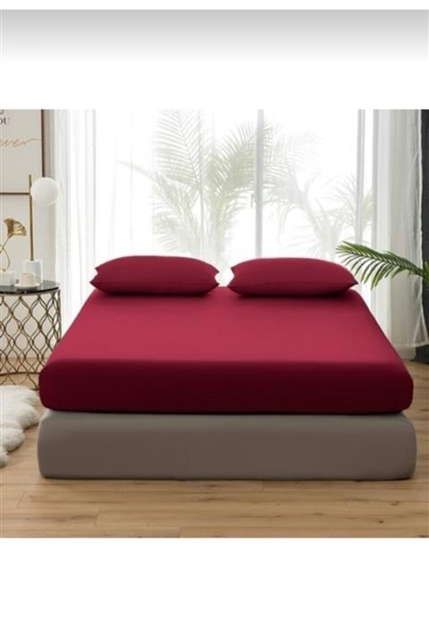 Özdilek Trendy Battal Boy Lastikli Fitted Çarşaf Bordo 180x200+30 Cm