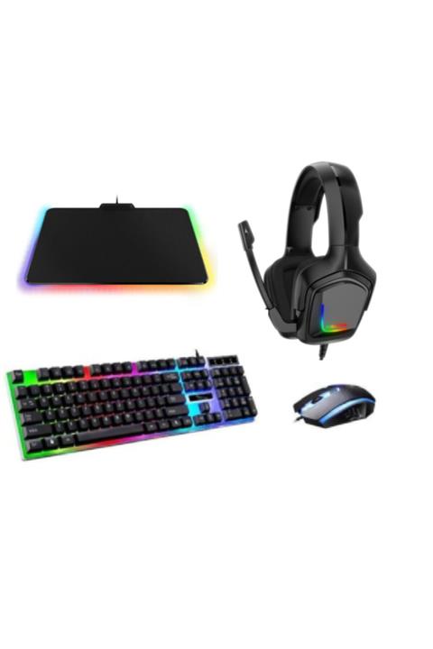 Kakusan Full Rgb Led Klavye Mouse Razer Pad Kulaklık Esport Oyuncu Gaming Set 4 Parça
