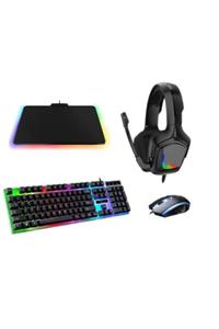 Kakusan Full Rgb Led Klavye Mouse Razer Pad Kulaklık Esport Oyuncu Gaming Set 4 Parça