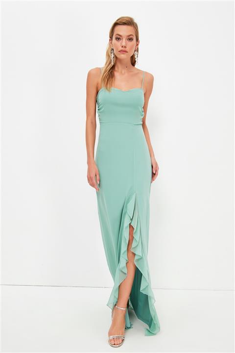 TRENDYOLMİLLA Mint Volanl Detaylı Şifon Abiye & Mezuniyet Elbisesi TPRSS21AE0192