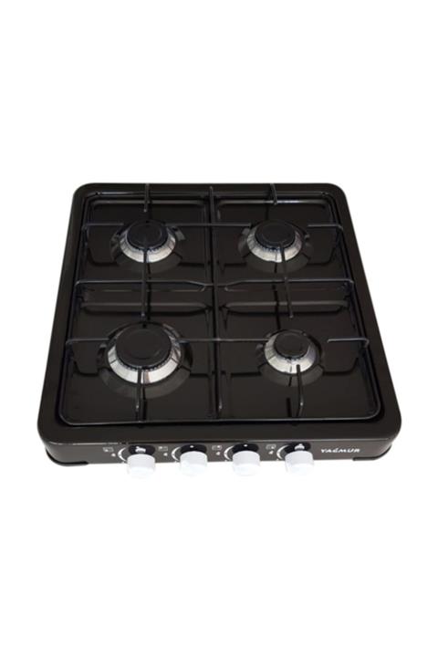 Uğur -yağmur 4 Gözlü 4lü Set Üstü Siyah Ocak Doğalgazlı