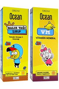 Ocean Ocean Balık Yağı Şurup Portakal Aromalı 150ml + Ocean Vitamin Mineral Şurup 150ml Avantaj Paketi