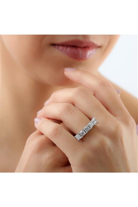 Lieza 925 Ayar Gümüş Beş Taş Yüzük