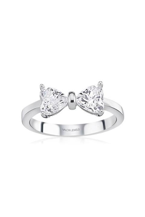 Valori Jewels Papyon Kalp, 1.5 Karat Swarovski Zirkon Taşlı, Gümüş Yüzük
