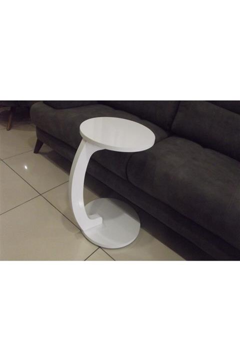 ELERFUSE Beyaz Tekerlekli C Sehpa