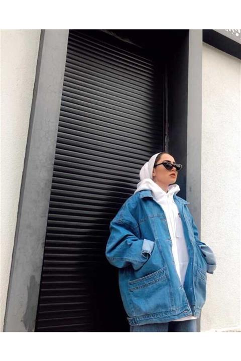 BURCU TESETTÜR Kadın Wintage Kot Ceket Lrx1125 Kot