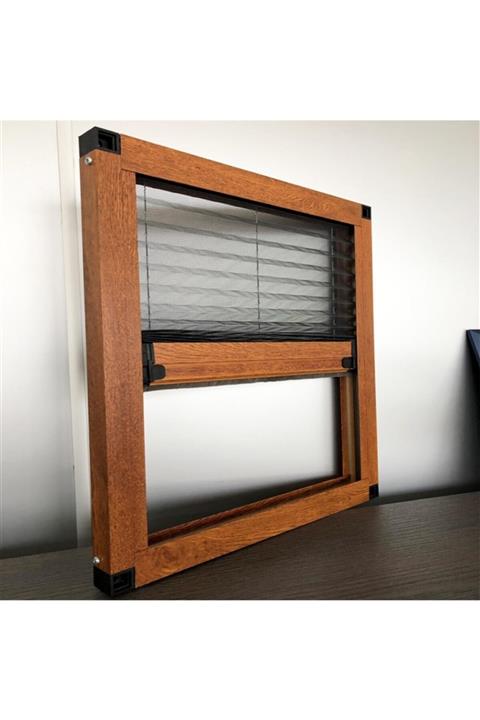 KARABEYOĞULLARI Ahşap Kaplama Plise Sineklik Akordiyon Sürgülü Pileli Sineklik Kapı Ve Pencere 120-140*260-280