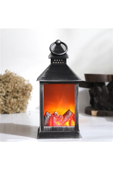 tugra ticaret Şömine Dekoratif Yapay Led Alevli Şömine Pilli 24 Cm