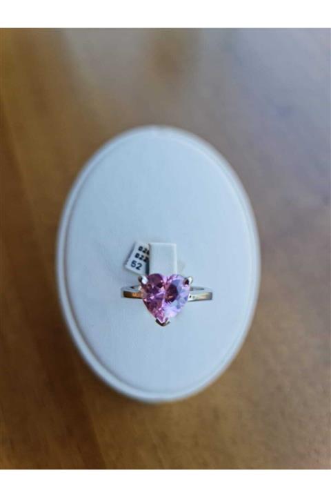 aydın lider Tektaş Pembe Kuvars Taşlı 925 Ayar Gümüş Yüzük