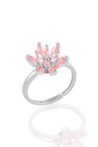 Söğütlü Silver Gümüş Rodyumlu Taşlı Nilüfer Lotus Çiçeği Yüzük
