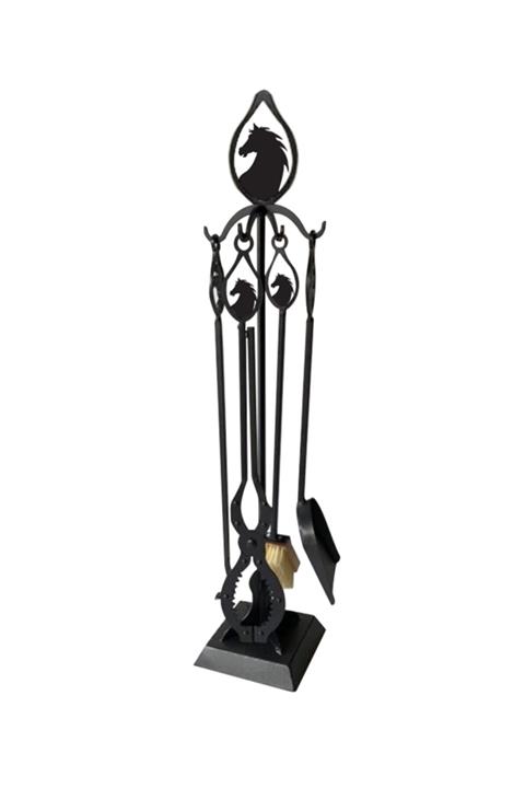 barbeque and fire Şömine Aksesuar Metal Maşa Takımı At Siyah Barbequeandfire