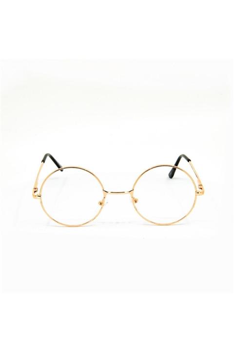 THE RİCHEST Unisex Sarı Yuvarlak Şeffaf Gözlük Göz09