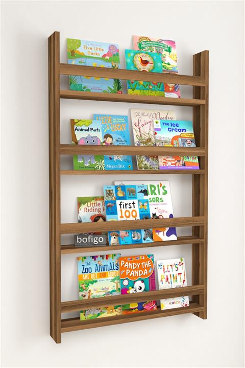 Bofigo 4 Raflı 120 X 70 Cm Montessori Kitaplık Eğitici Çocuk Kitaplığı Ceviz