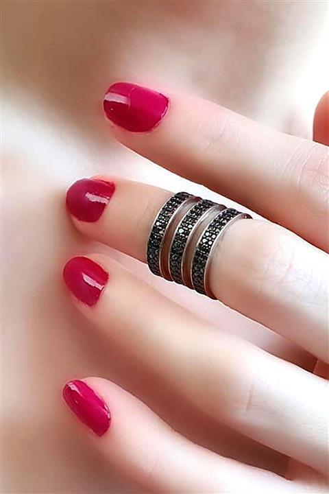 OSESHOP Granat Taşlı 925 Ayar Gümüş Rose Lüks Eklem Yüzük