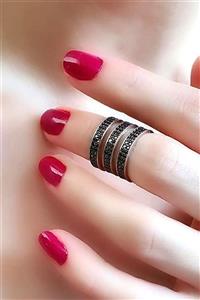OSESHOP Granat Taşlı 925 Ayar Gümüş Rose Lüks Eklem Yüzük