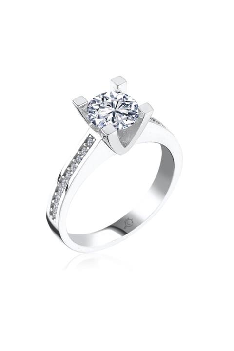 Mia Vento 1.50 Karat Yeni Elegance V Model Tektaş Gümüş Yüzük