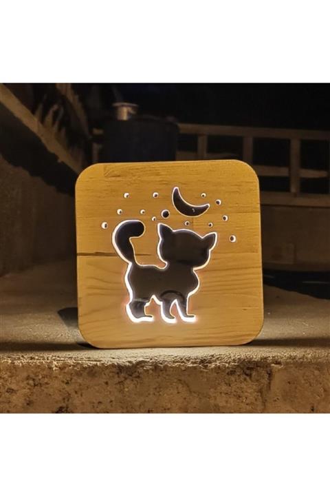 Dekodea Masif Ahşap Aydınlatma ( Kedicik )