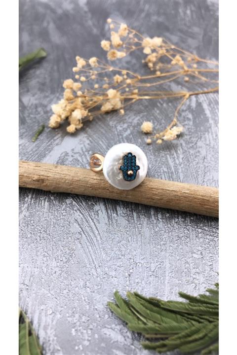 Joel Jewelry Inci Ve Turkuaz Taşlı Fatma Eli Detaylı Pembe Altın Kaplamalı Gümüş Yüzük