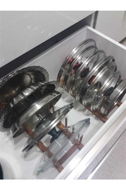 PAPAYA Ahşap Çekmece Içi Tencere Kapağı Düzenleyici 2 Li