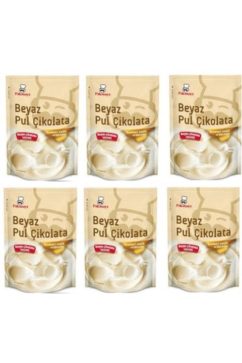 Pakmaya Beyaz Pul Çikolata 100 Gr X 6 Adet