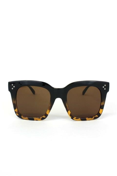 GICIKAKSESUAR Kadın 2 Renkli Kalın Kare Çerçeveli Güneş Gözlüğü