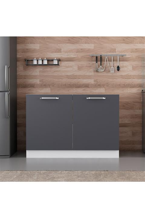 Minar Mutfak Alt Modül  Evye Dolap Beyaz/Antrasit - A1  2k 120cm