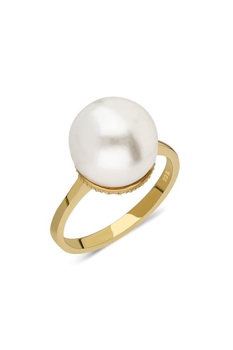 BUGO JEWELRY Zirkon Taşlı 925 Ayar Altın Kaplamalı Gümüş Yüzük