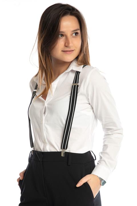 DWOY Kadın  Siyah  Çizgili İnce Pantolon Askısı