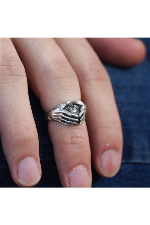Koof Craft Tanrı Ra Gözü Avuç Içi Antik Gümüş Kaplama Ayarlanabilir Yüzük - 65797