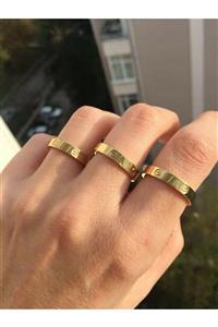 Alaçatı Accesories Çelik Cartier Gold Yüzük 2 Yıl Garantili