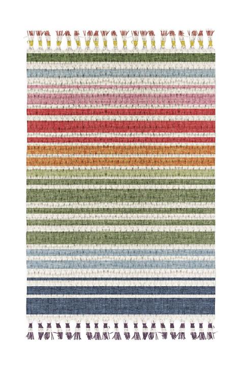 KARNAVAL HOME Babil Seri 021 Çok Renkli Çizgili Kara Tezgah Çift Taraflı Kilim