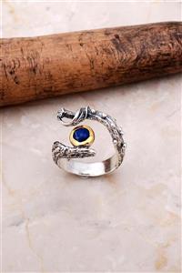 Sümer Telkari Lapis Lazuli Elişi Tasarım Gümüş Sarmaşık Yüzük 3045