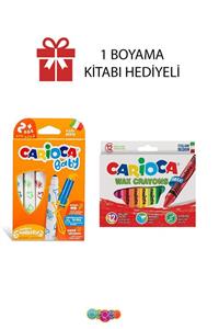 CARIOCA Baby 6'lı Keçeli Kalem Ve 12'li Elleri Kirletmeyen Maxi Pastel Boya