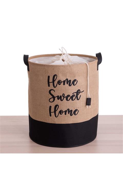 Rope Home Altı Deri Jüt Kumaş Çamaşır Sepeti