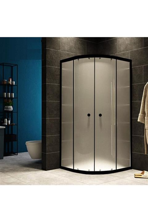 Durul Duşakabin 90x90 Oval Siyah Buzlu Cam