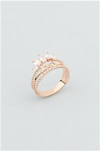 So CHIC... Zirkon Taşlı 18 Ayar Rose Altın Kaplama Gümüş Yüzük