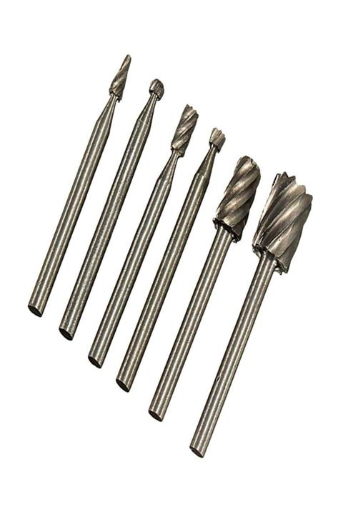 COMBAT Ahşap Spiral 6 Parça Inceltme Gravür Harf Yazı Yazma Uçları Ahşap Oyma Freze Gravür