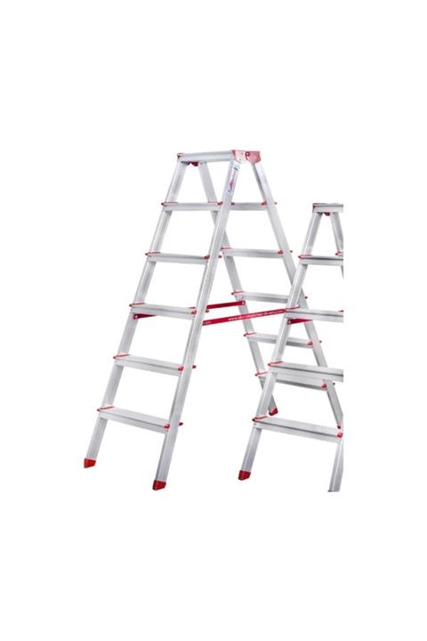 akrobat 6 Basamaklı Çift Çıkışlı 6+6 Alüminyum Merdiven Ak-cc6