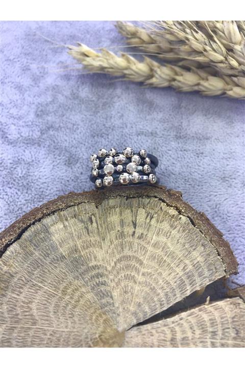 NSA SILVER Gümüş Minimal Kombin Yüzük 925 Ayar El İşi