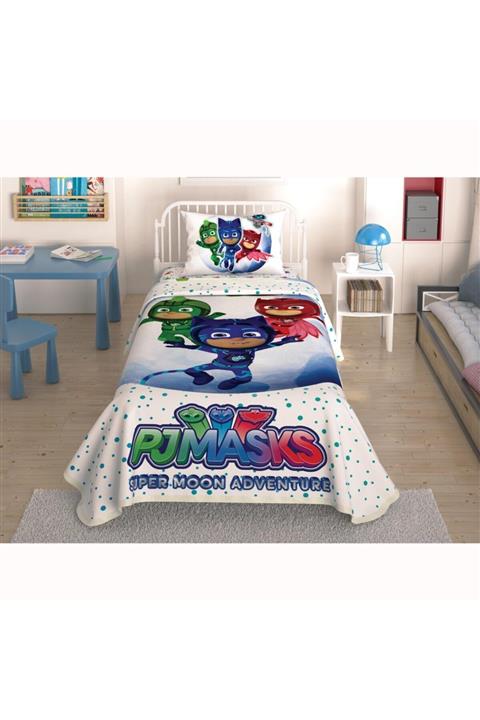 Taç Tek Kişilik Lisanslı Pike Takımı-Pj Mask Süper Moon