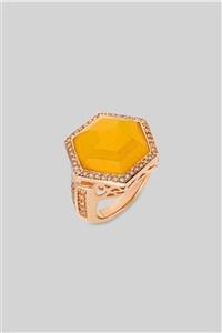 So CHIC... Jade Taşlı Altıgen 18 Ayar Rose Altın Kaplama Gümüş Yüzük