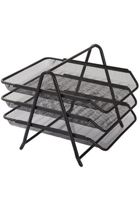 KRAF Perfore Evrak Rafı Metal 3 Katlı 460g Siyah