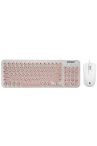 Everest Km-01k Pembe Usb Yuvarlak Tuşlu 3d Mouse Combo Lc Layout Klavye + Mouse Set