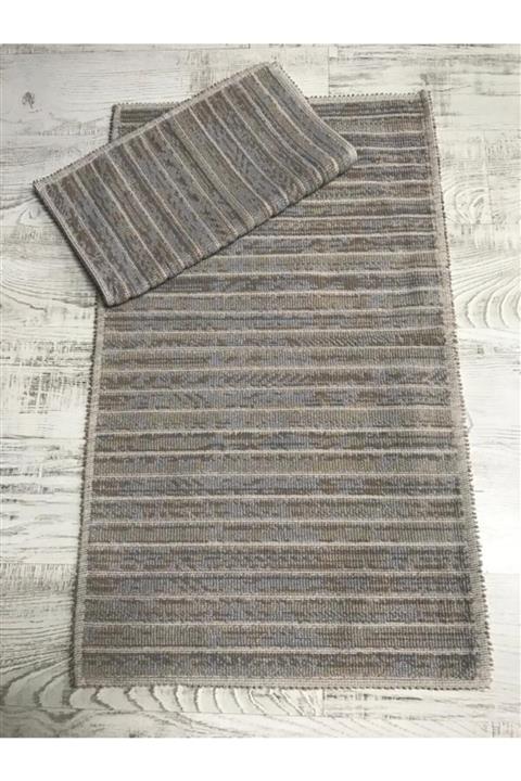Bonny Home Kumlama Desen % 100 Pamuk Dokuma 2'li Banyo Paspası Seti Klozet Takımı