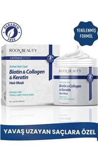 Roox Beauty Keratin - Biotin Ve Kolajen Destekli Saç Maskesi - Hızlı Saç Uzatmak Için Bakım Kremi 300 ml